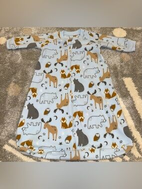 Carter’s Just One You 3-6 Month Blue Woodland Animal Zip Fleece Baby Sleep Sack